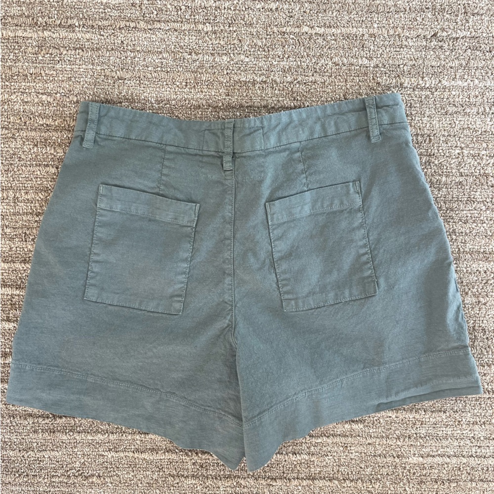 NWOT Frank and Eileen Waterford 4.5” Linen Shorts - Olive Green - Picture 8 of 15